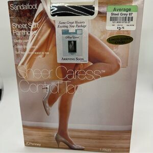 VTG JCPenney Pantyhose Sheer Caress Silky Sheer Off Average Steel Grey 87